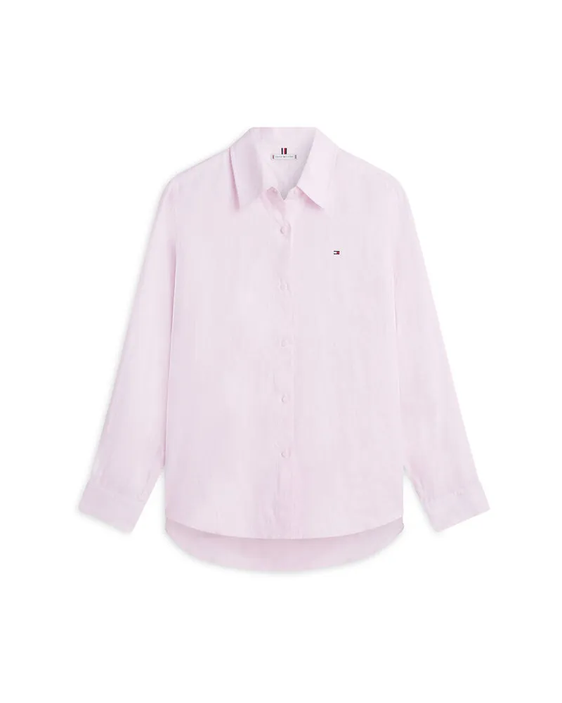 Tommy Hilfiger Damen Bluse aus Leinen Regular Fit Lila