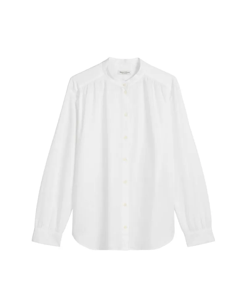 Marc O'Polo Damen Bluse aus Baumwoll-Satin Weiß