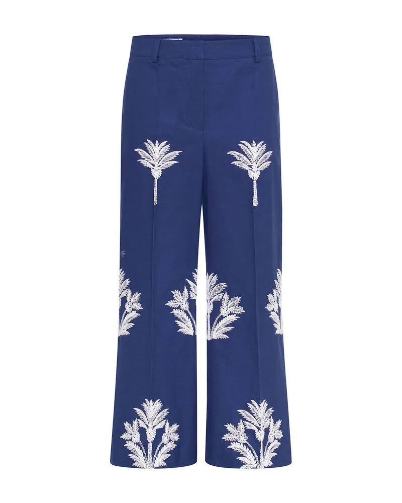 Maison Common Damen Hose aus Baumwoll-Popeline Marine