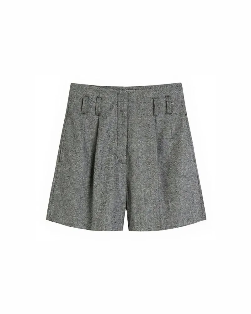 Marc O'Polo Damen Tweed-Shorts aus Woll-Mix Regular Fit Grau