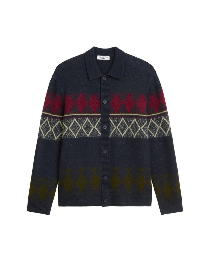 Marc O'Polo Herren Strickjacke mit Polokragen Marine