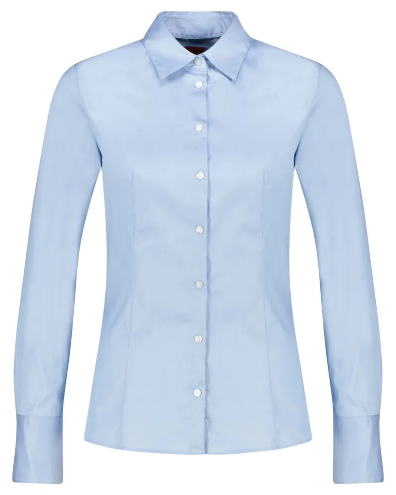 HUGO BOSS Damen Bluse THE FITTED SHIRT bügelleicht Slim Fit Bleu
