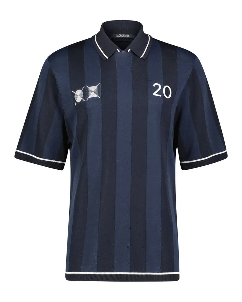 Jacquemus Herren Poloshirt Jacquard-Strick LIGA Relaxed Fit Marine