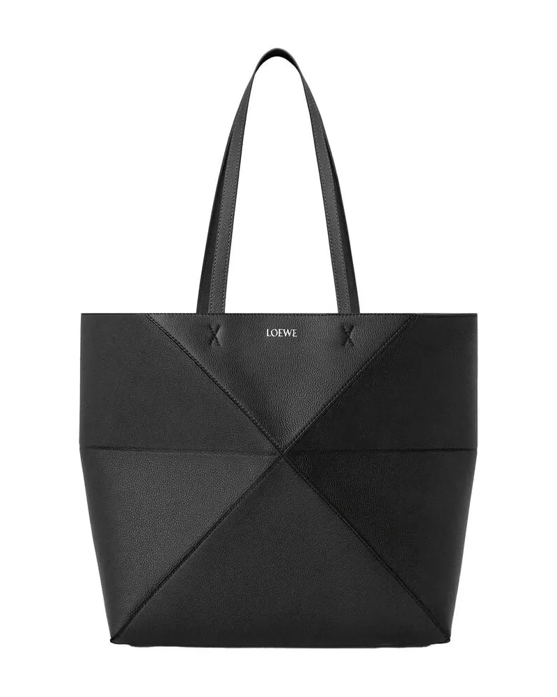 Loewe Damen Tote-Bag PUZZLE FOLD TOTE HORIZONTAL M Schwarz