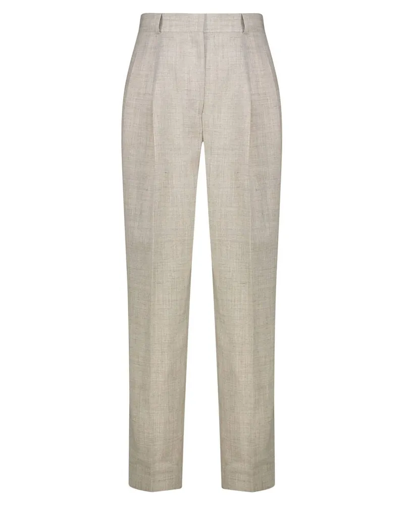 Totême Damen Bundfaltenhose aus Viskose-Leinenmix Beige