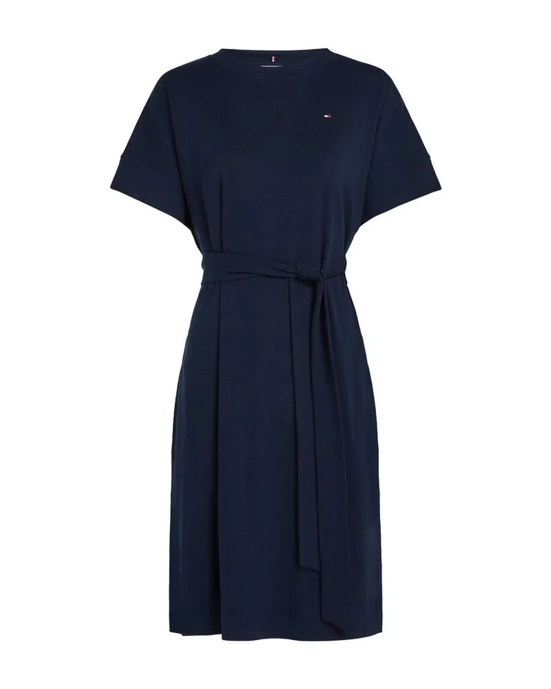 Tommy Hilfiger Damen Midikleid mit Taillengurt Marine
