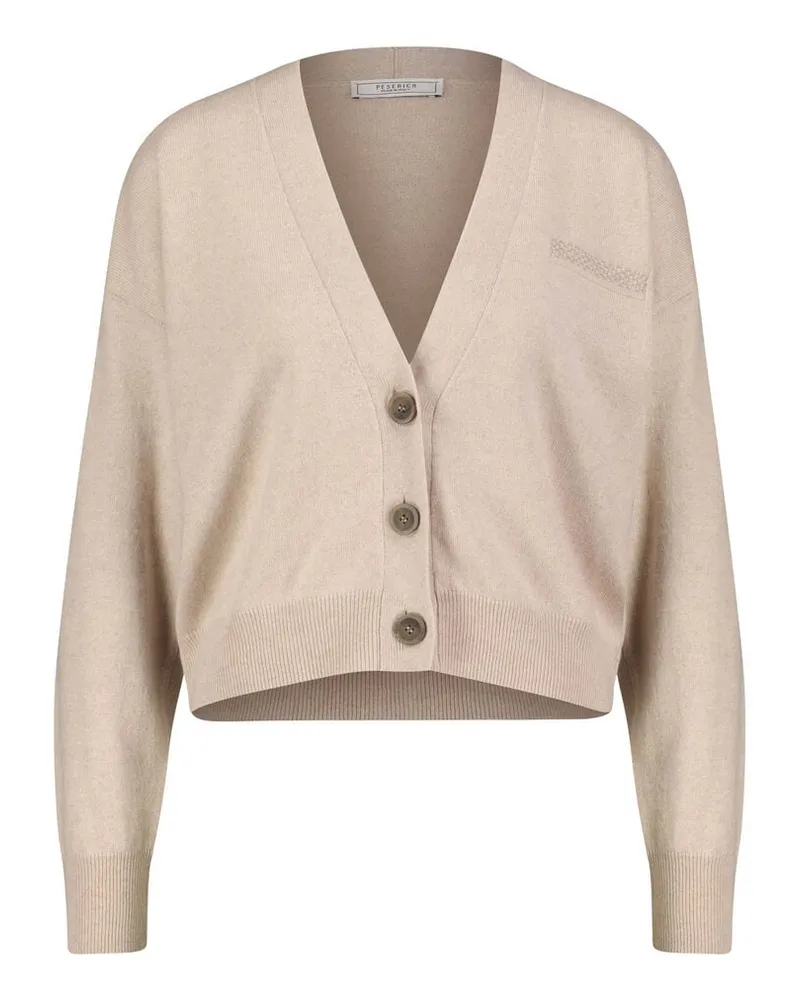 Peserico Damen Strickjacke Schurwolle-Seide-Kaschmir-Mix Sand