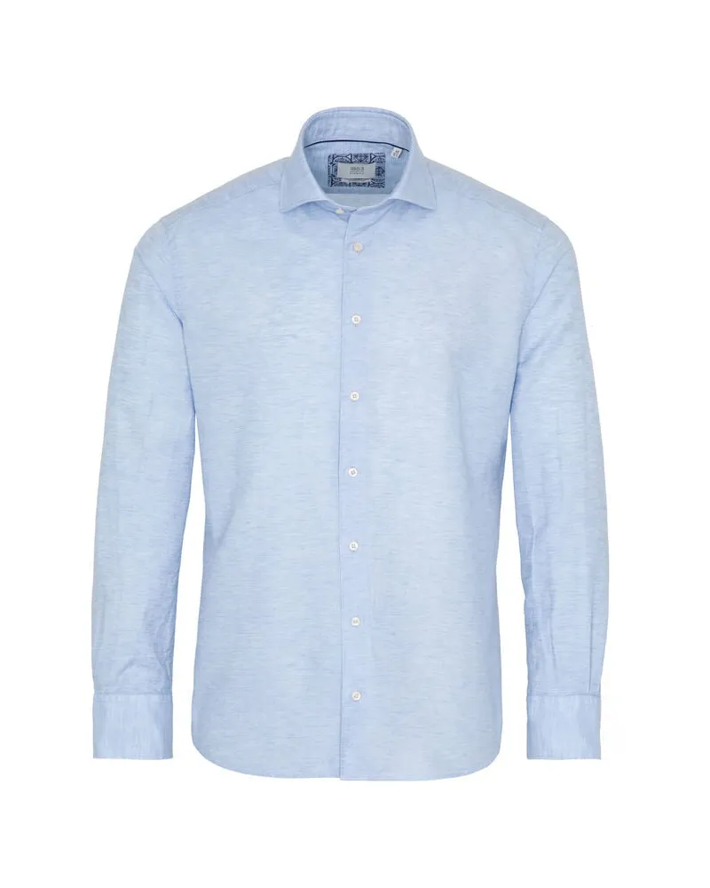 Eterna Herren Hemd aus Baumwoll-Leinen-Mischung Modern Fit Marine