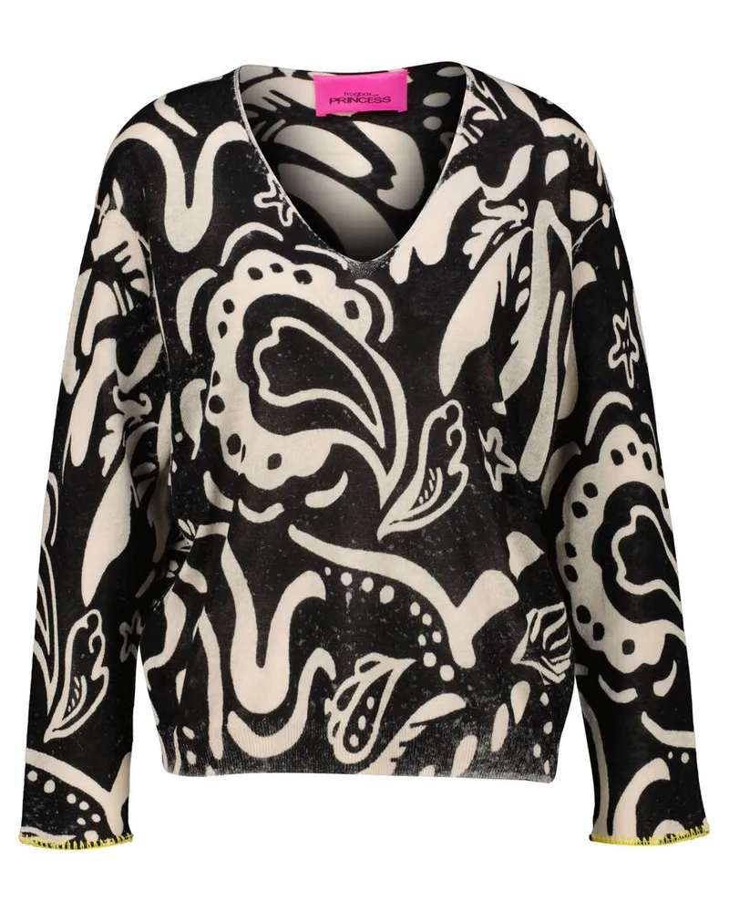 Frogbox Damen Strickpullover mit Leinen Schwarz