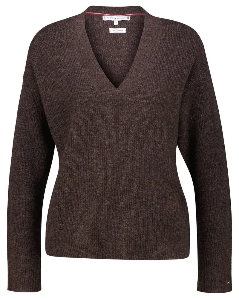 Tommy Hilfiger Damen Strickpullover aus Wolle mit Kaschmir Relaxed Fit Grün
