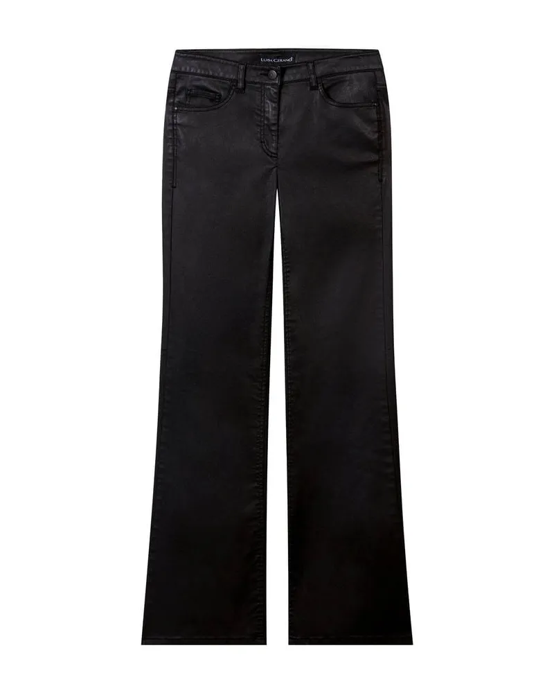 Luisa Cerano Damen Jeans in Leder-Optik Schwarz