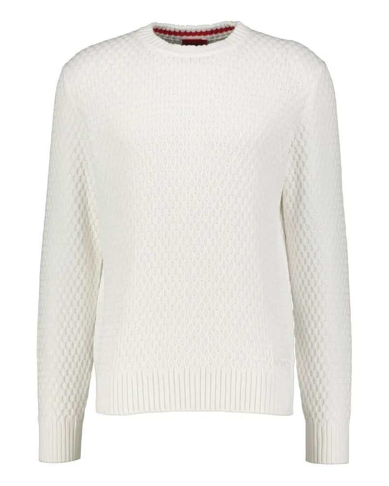 HUGO BOSS Herren Strickpullover aus Baumwolle SYER Weiss