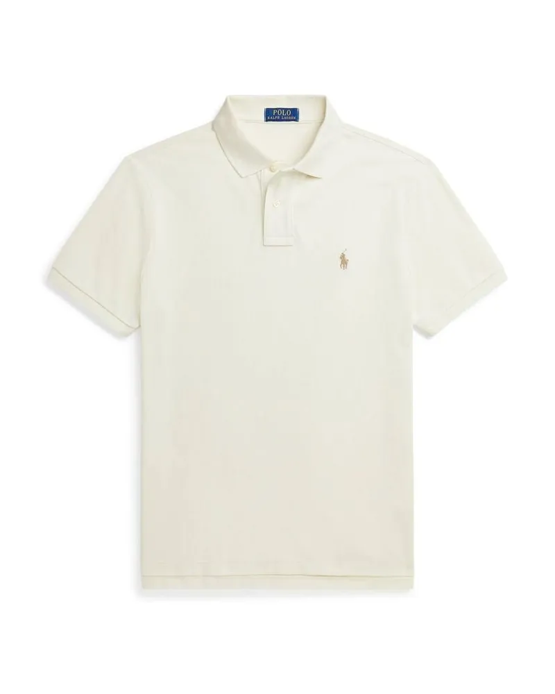 Ralph Lauren Herren Poloshirt Custom Slim Fit Kurzarm Offwhite