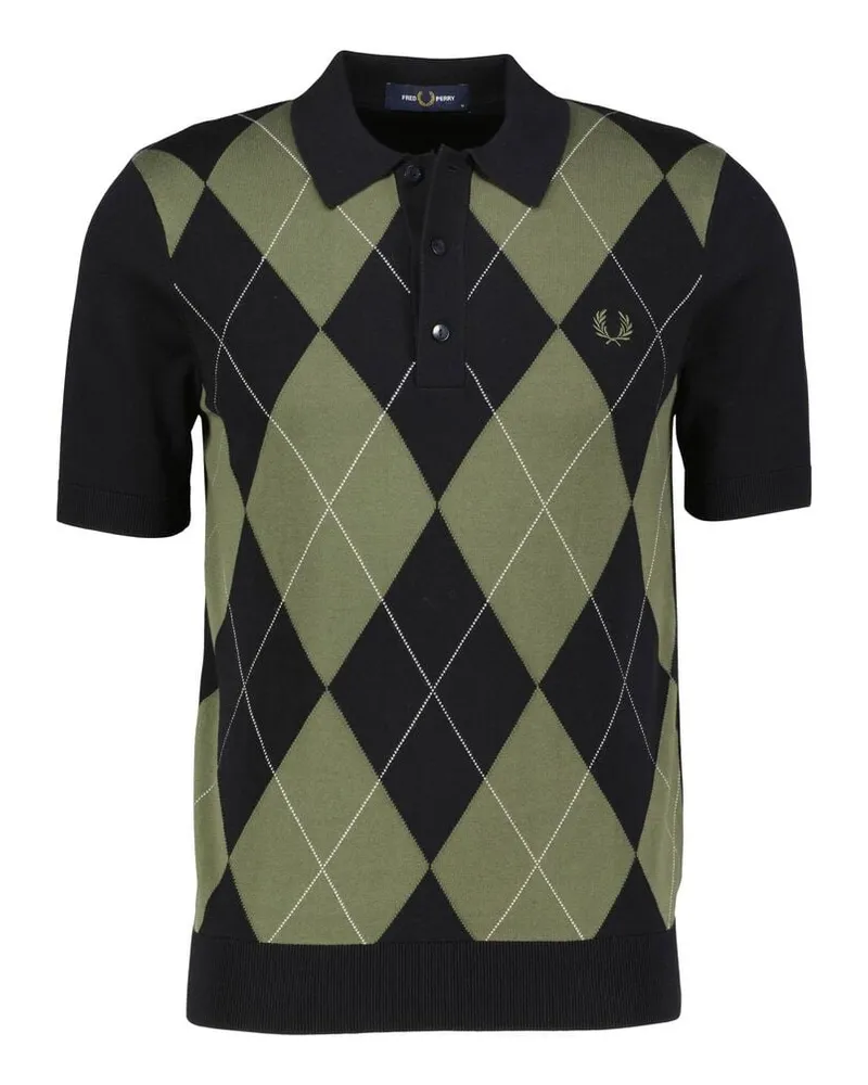 Fred Perry Herren Poloshirt aus Baumwolle ARGYLE KNITTED Schwarz