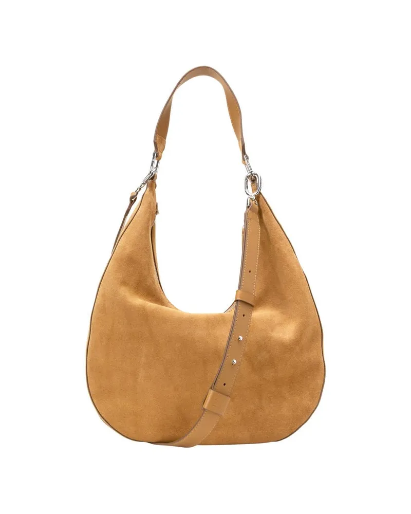 Marc O'Polo Damen Schultertasche Veloursleder HOBO BAG M Camel
