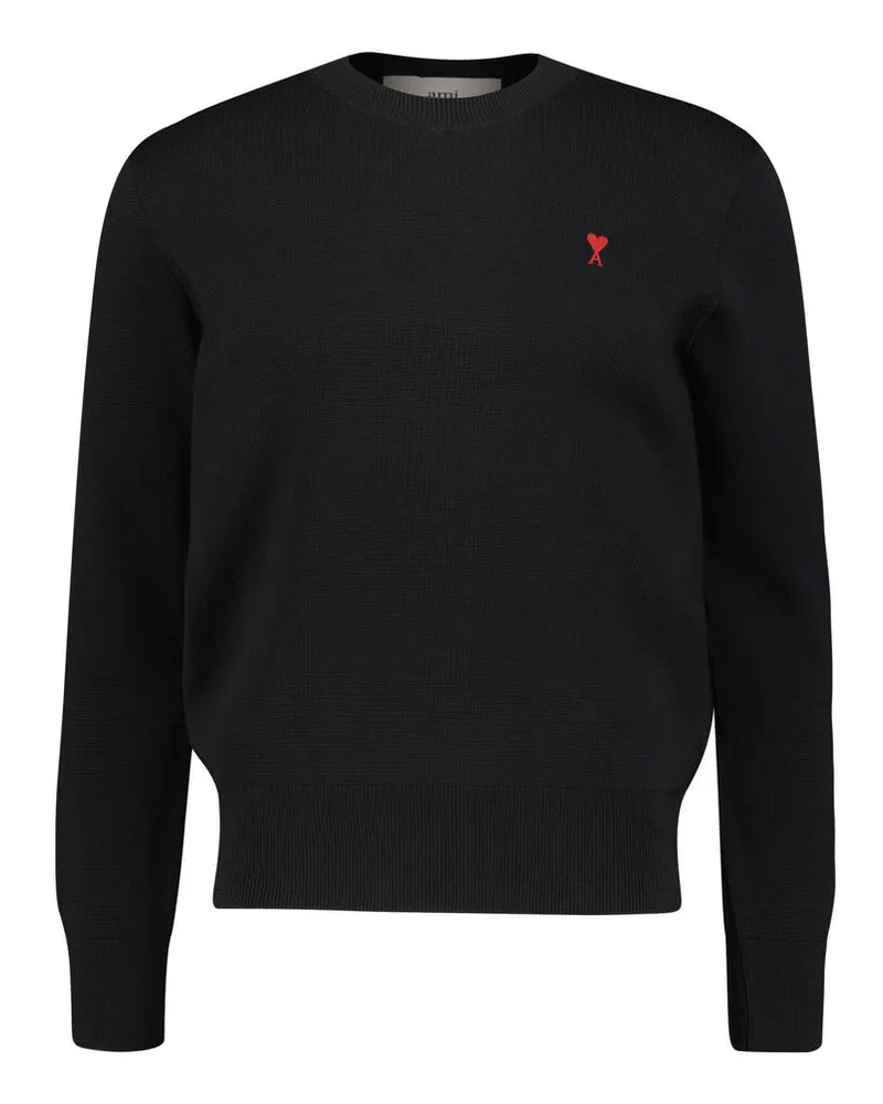 AMI Paris Herren Strickpullover aus Merinowolle Schwarz