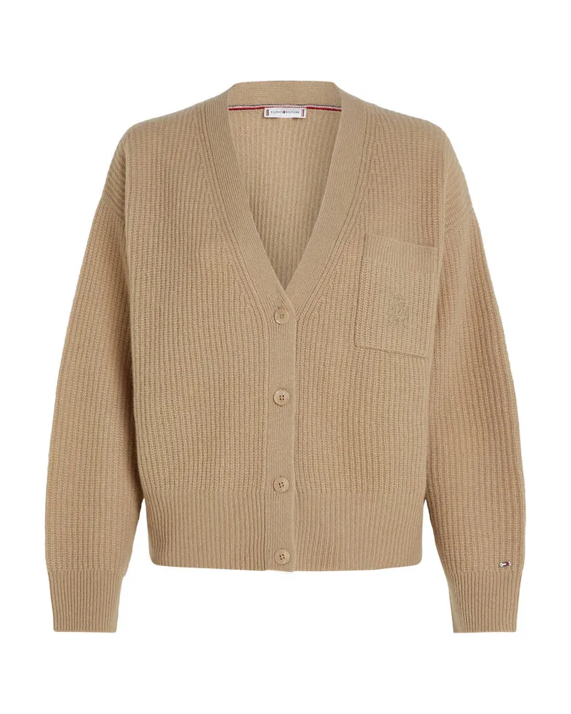 Tommy Hilfiger Damen Strickjacke aus Wolle Sand