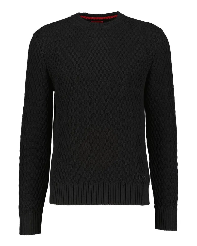 HUGO BOSS Herren Strickpullover aus Baumwolle SYER Schwarz
