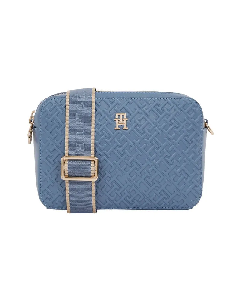 Tommy Hilfiger Damen Umhängetasche mit geprägten TH-Monogramme Bleu