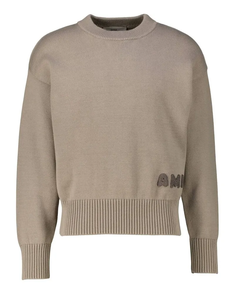 AMI Paris Herren Strickpullover aus Bio-Baumwolle und Wolle AMI CREWNECK SWEATER Braun