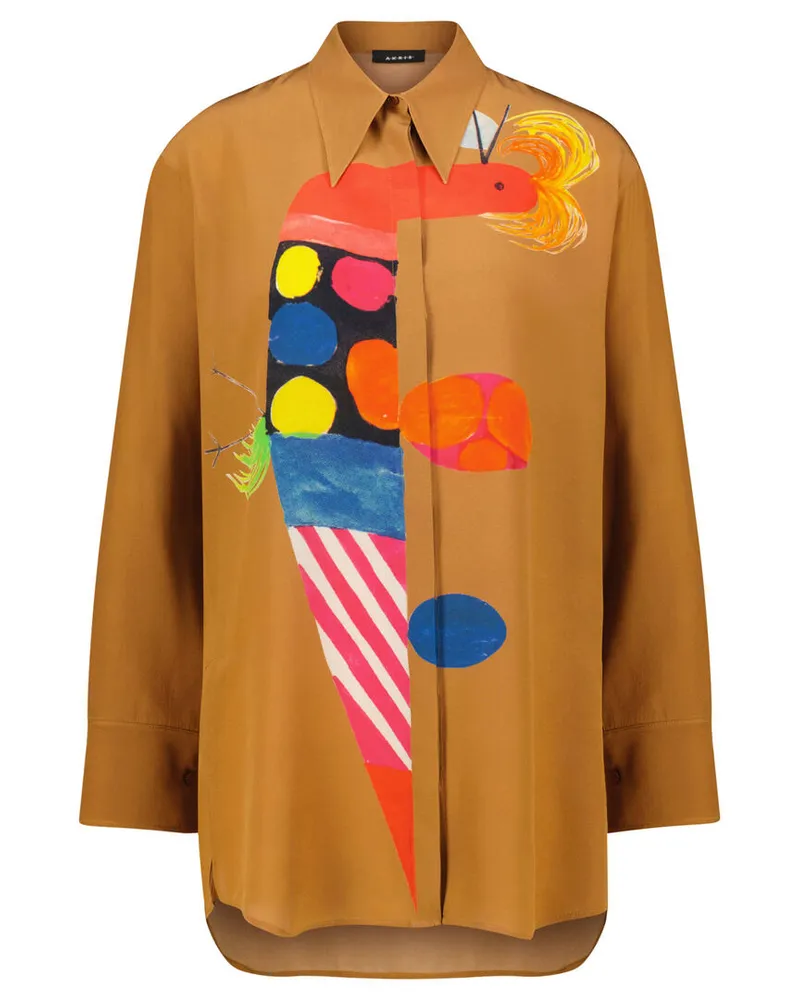Akris Damen Seidenbluse Camel