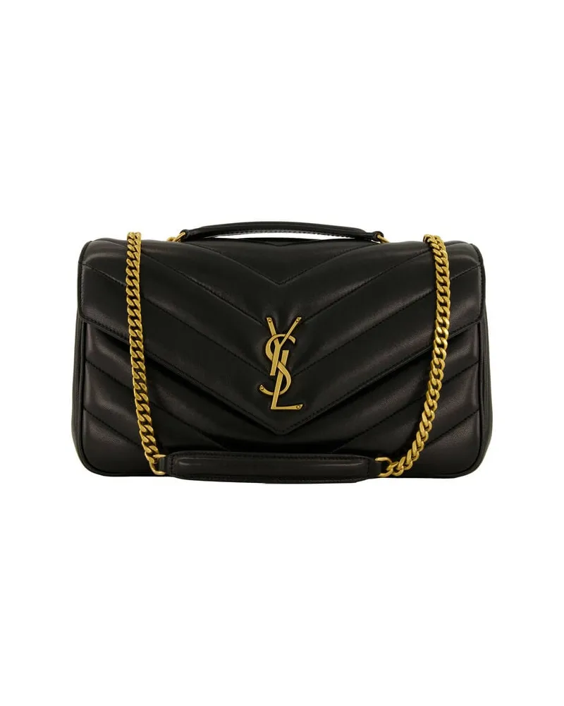 Saint Laurent Damen Schultertasche aus Lammleder LOULOU MEDIUM MATELASSE Schwarz