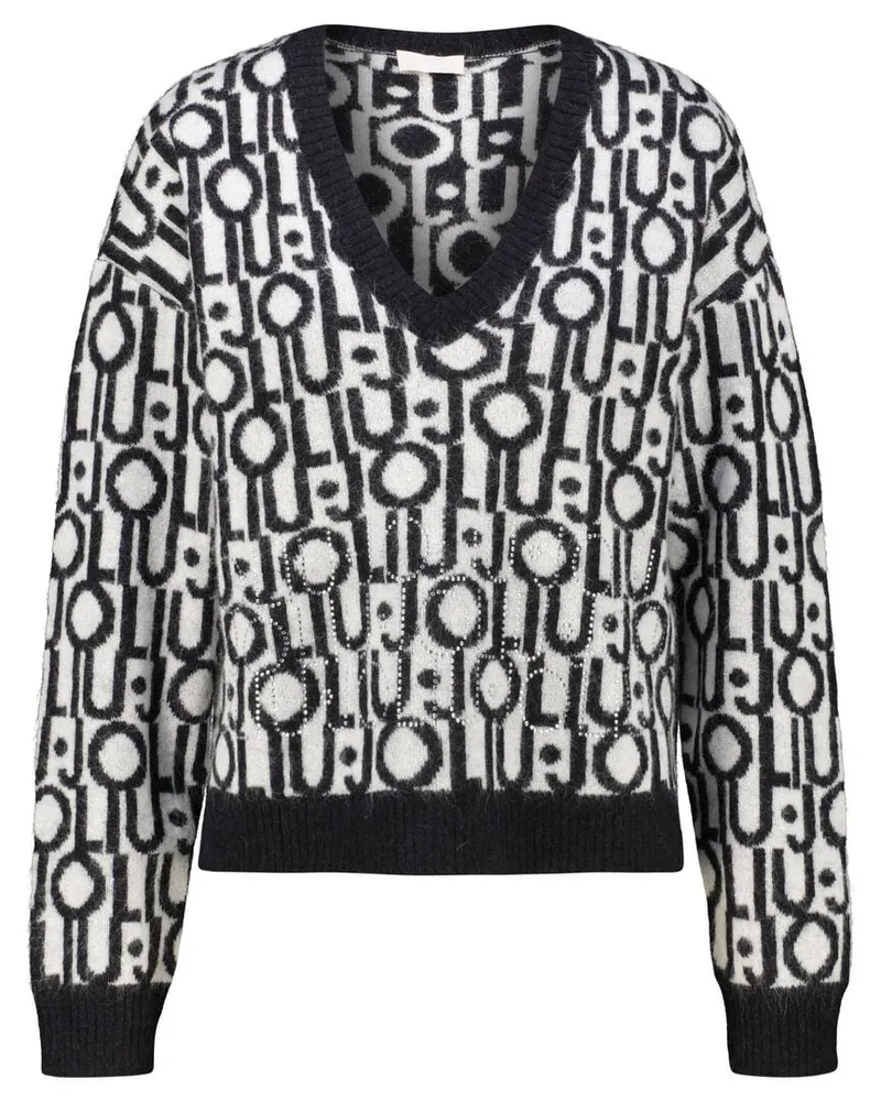 Liu Jo Damen Pullover mit Jacquardlogo Schwarz