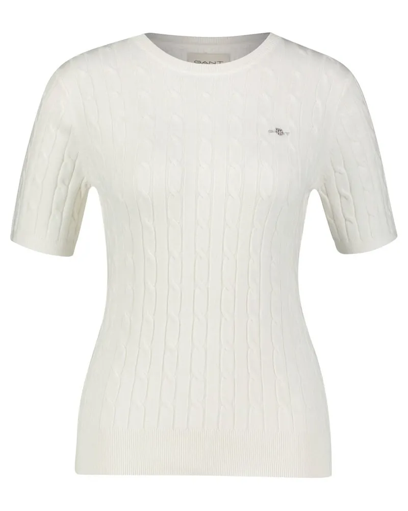 Gant Damen Strickpullover STRETCH COTTON CABLE C-NECK Offwhite