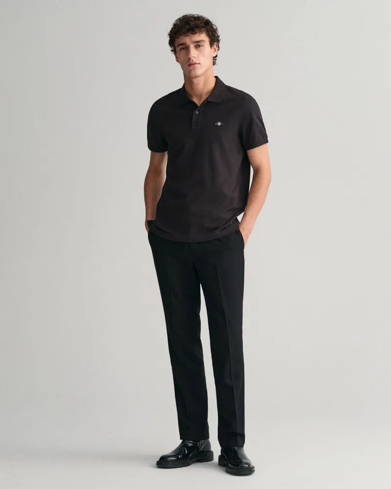 Gant Herren Pique-Poloshirt SHIELD Regular Fit Schwarz