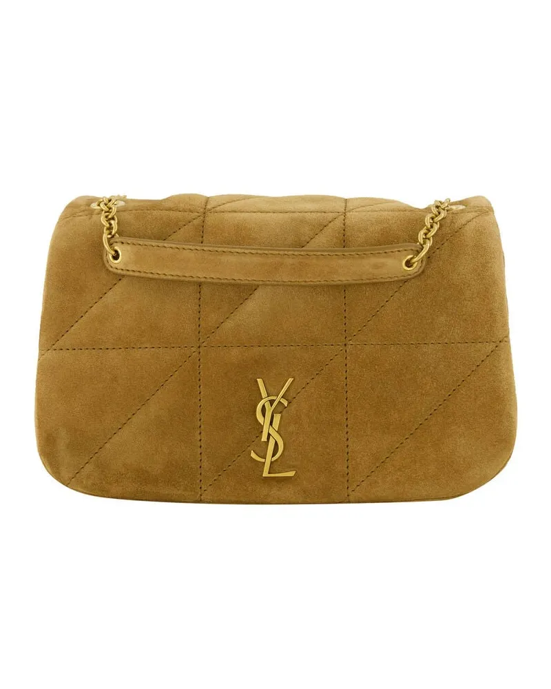Saint Laurent Damen Umhängetasche aus Veloursleder JAMIE MINI Cognac