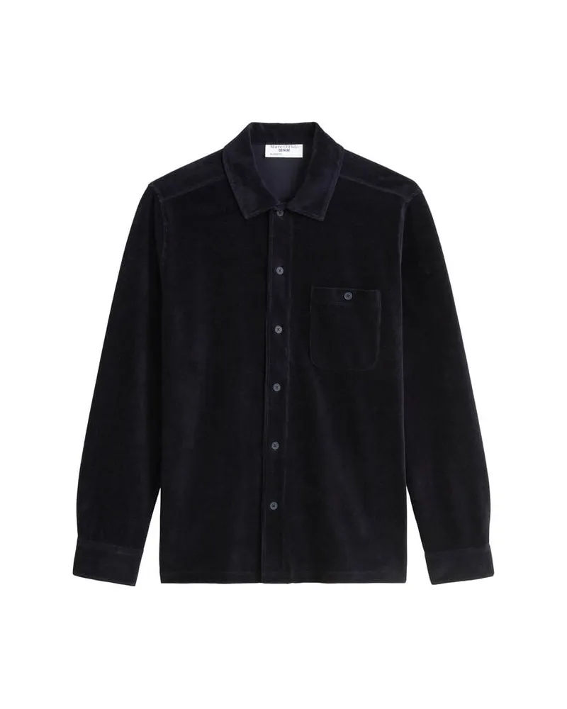 Marc O'Polo Herren Hemd JERSEY SHIRTS LSL Relaxed Fit aus Biobaumwolle Marine