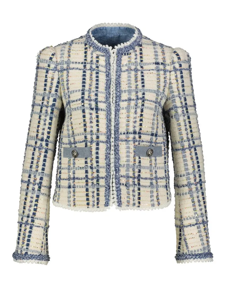 Maison Common Damen Blazerjacke aus Tweed mit Pailletten Bleu