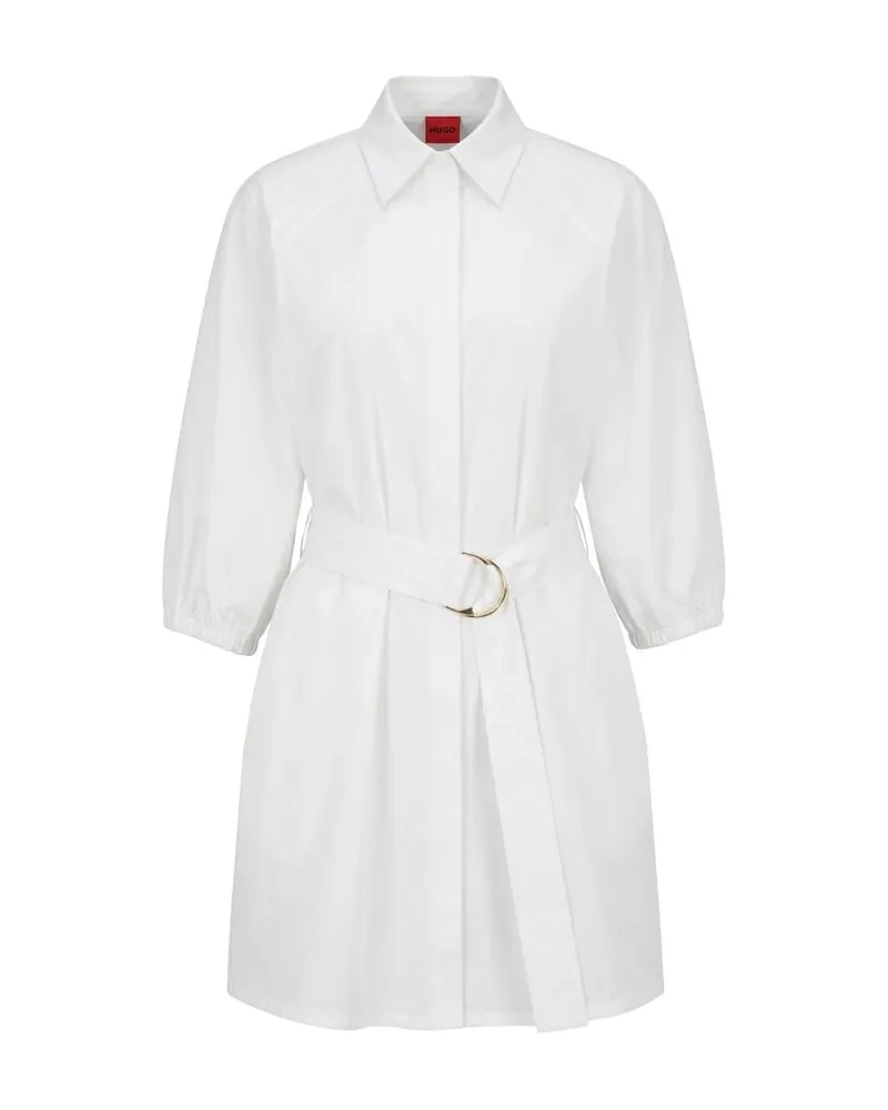 HUGO BOSS Damen Hemdblusenkleid Weiss