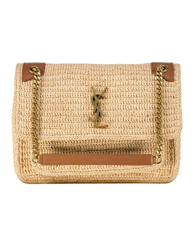 Saint Laurent Damen Umhängetasche NIKI M RAFFIA Braun