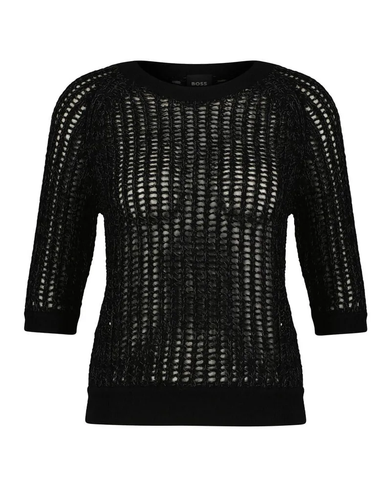 HUGO BOSS Damen Strickpullover mit Mohair und Wolle FADIANI Schwarz