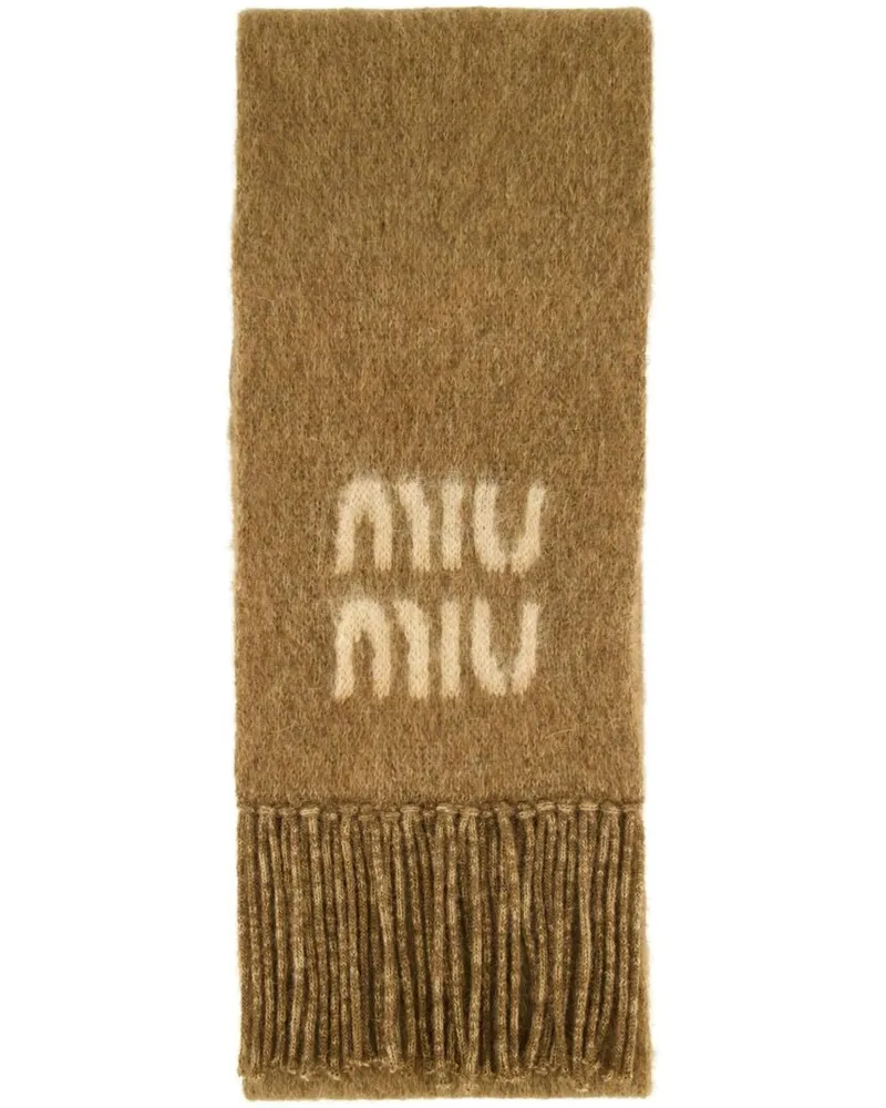 Miu Miu Damen Schal mit Mohair und Wolle Braun