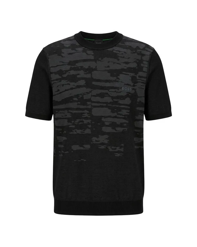 HUGO BOSS Herren Strickpullover KN_GLOBE Schwarz