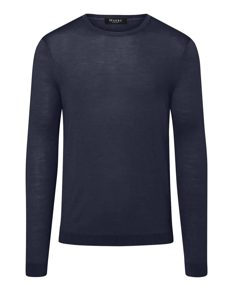 Maerz Herren Strickpullover aus Wolle Marine