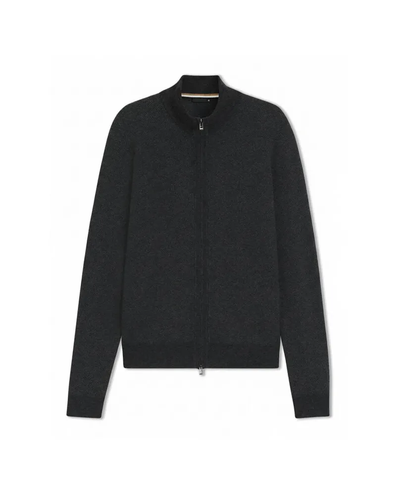 HUGO BOSS Herren Strickjacke aus Woll-Mix Schwarz