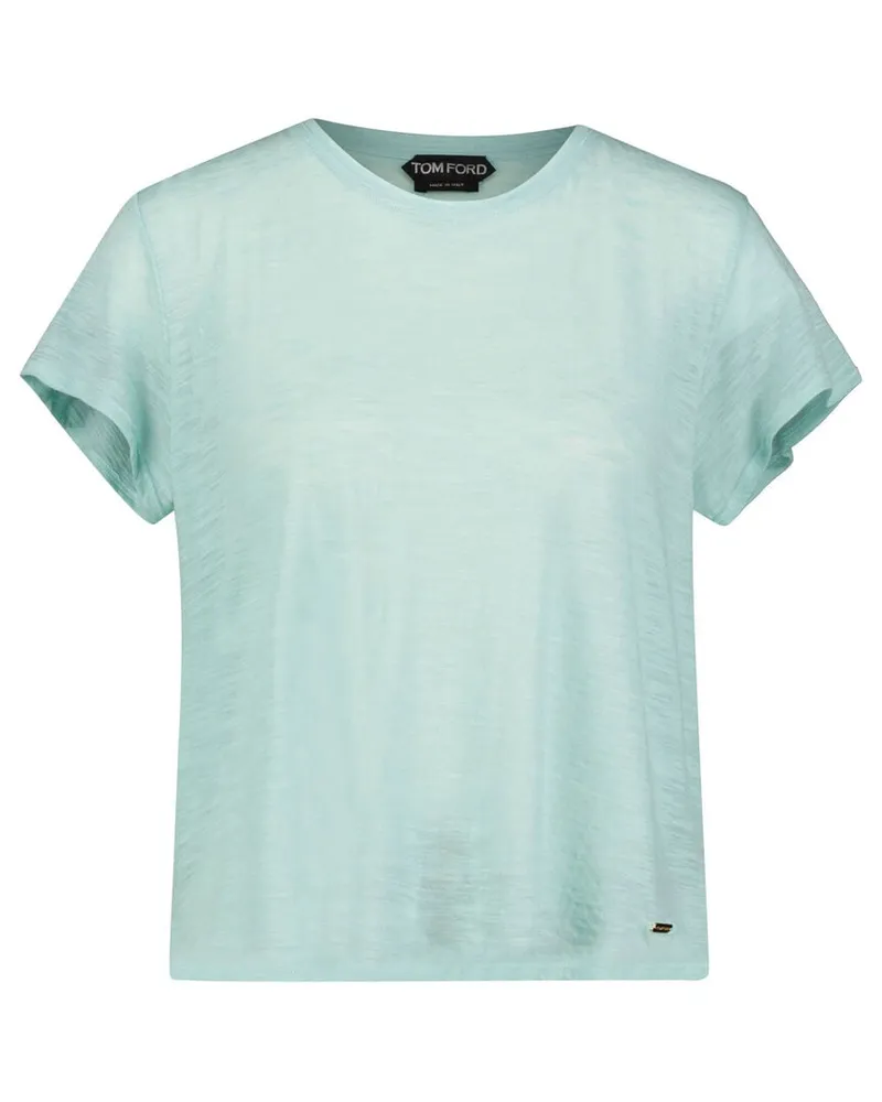 Tom Ford Damen T-Shirt aus Slub-Jersey Bleu