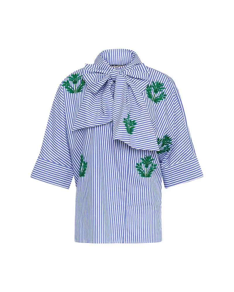 Maison Common Damen Bluse mit Schluppe Blau