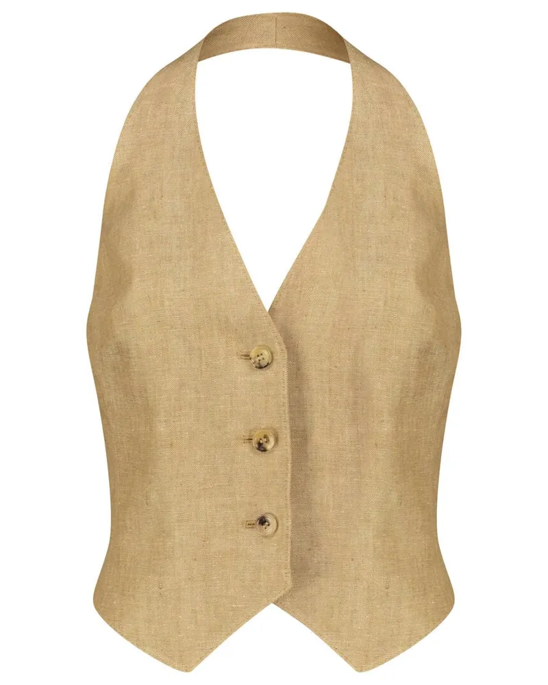 Max Mara Damen Neckholder-Weste aus Leinen SAURO Nougat