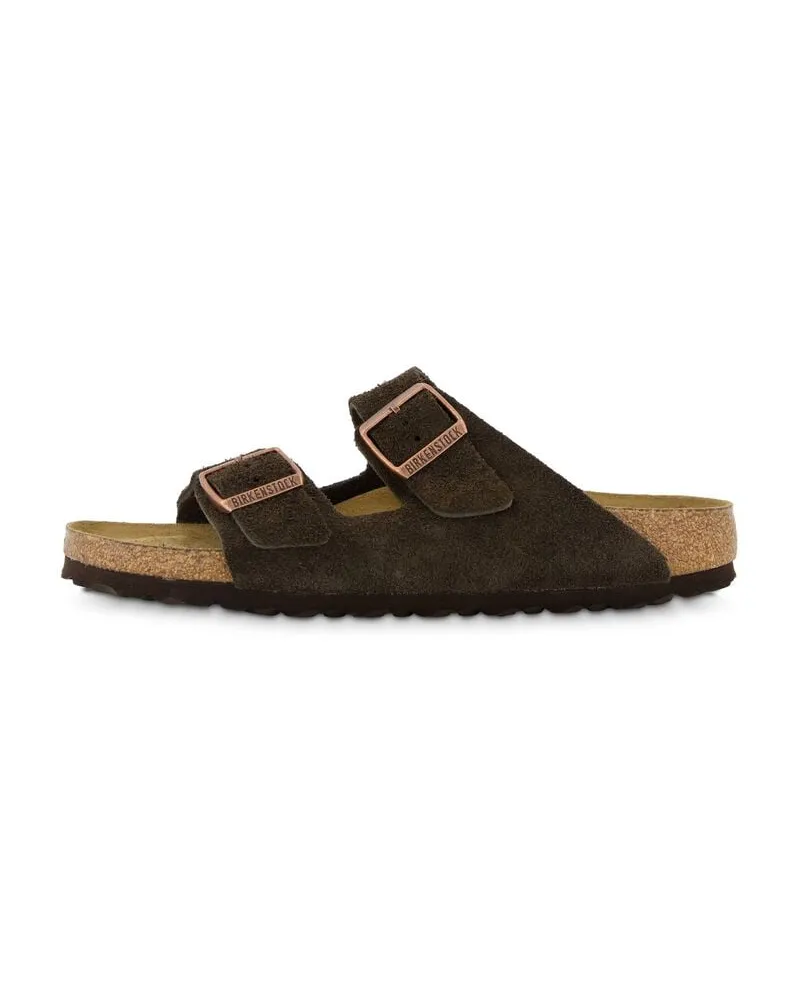 Birkenstock Herren Pantoletten ARIZONA SFB SUEDE aus Veloursleder Mocca