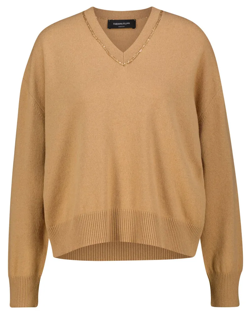 Fabiana Filippi Damen Strickpullover mit Kaschmir-Seidenanteil Braun