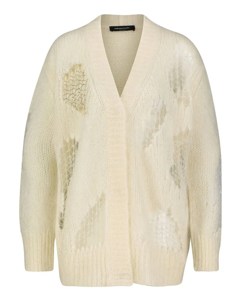 Fabiana Filippi Damen Strickjacke aus Mohair-Mix Weiss