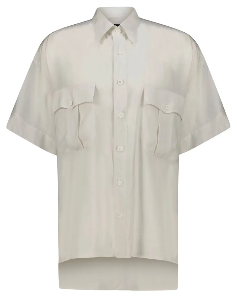 Giorgio Armani Herren Hemd mit Seide Kurzarm Offwhite