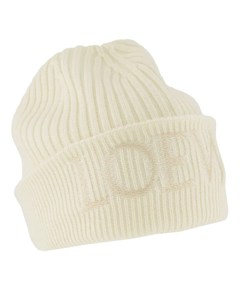 Loewe Damen Strickmütze aus Wolle Weiss