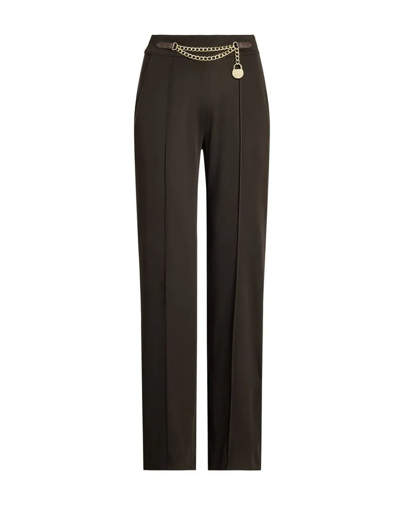 Ralph Lauren Damen Bundfaltenhose aus Jersey Wide Leg Oliv