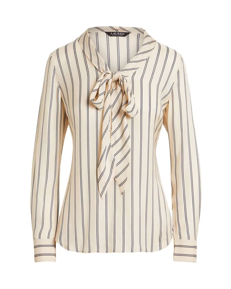 Ralph Lauren Damen Bluse aus Jacquard mit Bindedetail Creme