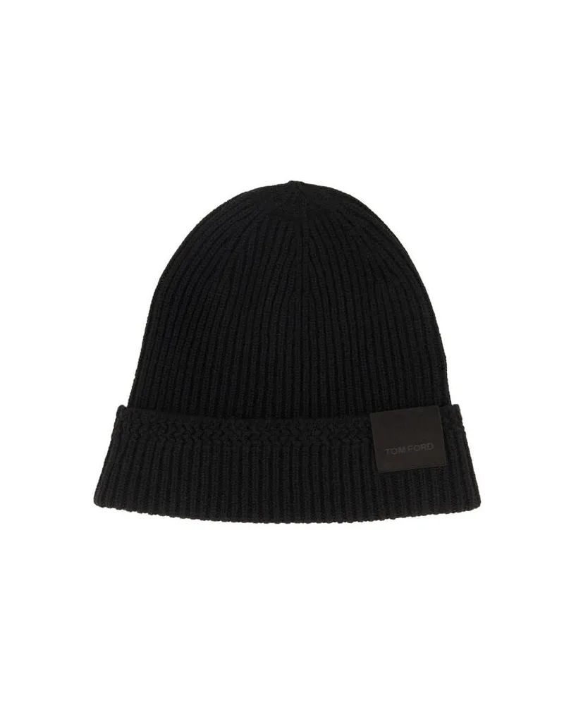 Tom Ford Herren Strickmütze aus Kaschmir Schwarz